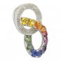 Rainbow Sapphire & Diamond Round Friendship Pendant 14K White Gold (1.28ctw) SKU: 1568-14K-WG