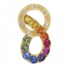 Rainbow Sapphire & Diamond Round Friendship Pendant 14K Yellow Gold (1.28ctw) SKU: 1568-14K-YG
