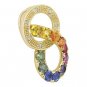 Rainbow Sapphire & Diamond Round Friendship Pendant 14K Yellow Gold (1.28ctw) SKU: 1568-14K-YG