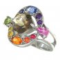 Rainbow Sapphire & Smoky Quartz Multi Shape Ring 925 Sterling Silver (2.58ct tw) SKU: 1575-925