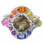 Rainbow Sapphire & Smoky Quartz Multi Shape Ring 14K White Gold (3.74ct tw) SKU: 1575-14K-WG
