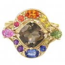 Rainbow Sapphire & Smoky Quartz Multi Shape Ring 14K Yellow Gold (3.74ct tw) SKU: 1575-14K-YG