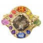 Rainbow Sapphire & Smoky Quartz Multi Shape Ring 14K Yellow Gold (3.74ct tw) SKU: 1575-14K-YG