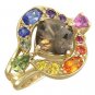 Rainbow Sapphire & Smoky Quartz Multi Shape Ring 14K Yellow Gold (3.74ct tw) SKU: 1575-14K-YG