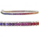 Rainbow Sapphire Tennis Bracelet 925 Sterling Silver (12ct tw) SKU: 311-925