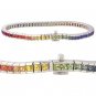 Rainbow Sapphire Tennis Bracelet 925 Sterling Silver (12ct tw) SKU: 311-925