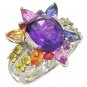 Rainbow Sapphire & Amethyst Color Explosion Ring 14K White Gold (5.63ct tw) SKU: 1590-14K-WG