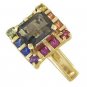 Rainbow Sapphire & Smoky Quartz Rubix Cube Ring 14K Yellow Gold (3.26ct tw) SKU: 1618-14K-YG