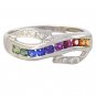 Rainbow Sapphire & Diamond Classic Twist Ring 925 Sterling Silver (0.69ct tw) SKU: 1456-925