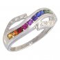 Rainbow Sapphire & Diamond Classic Twist Ring 925 Sterling Silver (0.69ct tw) SKU: 1456-925