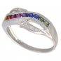 Rainbow Sapphire & Diamond Classic Twist Ring 925 Sterling Silver (0.69ct tw) SKU: 1456-925