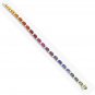 Multicolor Rainbow Sapphire & Diamond 6x4mm Tennis Bracelet 18K White Gold (14ct tw)