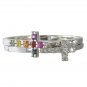 Multicolor Rainbow Sapphire & Diamond Cross Rings 2 Piece Set 925 Sterling Silver SKU: 1826-925