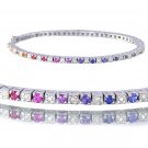 Multicolor Rainbow Sapphire & Diamond 925 Sterling Silver Tennis Bracelet (2.8ct tw) SKU: 1860-925