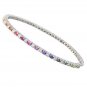Multicolor Rainbow Sapphire & Diamond 925 Sterling Silver Tennis Bracelet (2.8ct tw) SKU: 1860-925