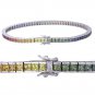 Rainbow Sapphire Tennis Bracelet 18K White Gold (16ct tw) SKU: 622-18K-WG