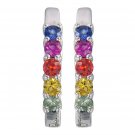 Rainbow Sapphire Huggie Earrings Prong Set 925 Sterling Silver (1.0ct tw) SKU: 2000-925