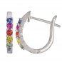 Rainbow Sapphire Huggie Earrings Prong Set 925 Sterling Silver (1.0ct tw) SKU: 2000-925