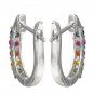 Rainbow Sapphire Huggie Earrings Prong Set 925 Sterling Silver (1.0ct tw) SKU: 2000-925