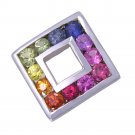 Rainbow Sapphire Square Pendant 925 Sterling Silver (2ct tw) SKU: 1603-925