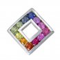 Rainbow Sapphire Square Pendant 925 Sterling Silver (2ct tw) SKU: 1603-925