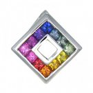 Rainbow Sapphire Square Pendant 18K White Gold (2ct tw) SKU: 1603-18K-WG