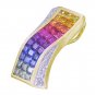 Rainbow Sapphire & Diamond Pendant Invisible Set Triple Row 18K YG (3.06ct tw) SKU: 427-18K-YG