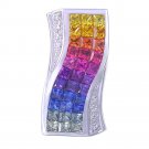 Rainbow Sapphire & Diamond Pendant Invisible Set Triple Row 14K WG (3.06ct tw) SKU: 427-14K-WG