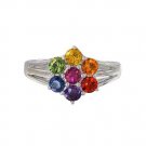 3.5mm Rainbow Sapphire Flower Cluster 14K White Gold (1.5ct tw) SKU: 1819-14K-WG
