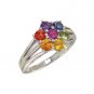 3.5mm Rainbow Sapphire Flower Cluster 14K White Gold (1.5ct tw) SKU: 1819-14K-WG