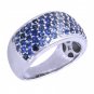 5 Row Graduating Blue Sapphire Ombre Ring 925 Sterling Silver Ring (3.5ct tw) SKU: 1835-5 row