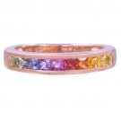 Rainbow Sapphire Half Eternity Band Ring 18K Rose Gold (3/4ct tw) SKU: 891-18K-PG