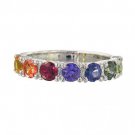 Rainbow Sapphire Engagement Band Ring 925 Sterling Silver (1.5ct tw) SKU: 1820-925