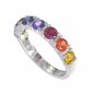 Rainbow Sapphire Engagement Band Ring 925 Sterling Silver (1.5ct tw) SKU: 1820-925