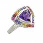 Rainbow Sapphire & Amethyst Trillion Cluster Ring 925 Sterling Silver (2.26ct tw) SKU: 1839-925
