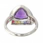 Rainbow Sapphire & Amethyst Trillion Cluster Ring 925 Sterling Silver (2.26ct tw) SKU: 1839-925