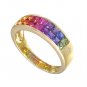 Rainbow Sapphire & Diamond Invisible Set Ring 14K Yellow Gold (2.02ct tw) SKU: 435-14K-YG
