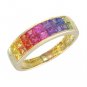 Rainbow Sapphire & Diamond Invisible Set Ring 14K Yellow Gold (2.02ct tw) SKU: 435-14K-YG
