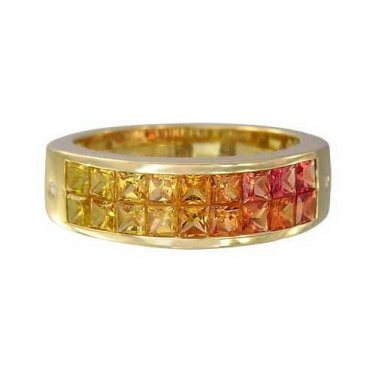 Sunset Sapphire & Diamond Invisible Set Ring 14K Yellow Gold (2.02ct tw) SKU: 1471-14K-YG