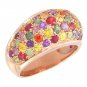 Rainbow Sapphire Multi Color Dome Ring 14K Pink Gold (6.3ct tw) SKU: 1619