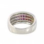 Rainbow Sapphire & Diamond Invisible Set Band Ring 14K White Gold (4.3ct tw) SKU: 1532-14K-WG