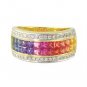 Rainbow Sapphire & Diamond Invisible Set Band Ring 14K Yellow Gold (4.3ct tw) SKU: 1532-14K-YG