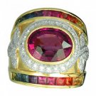 Rainbow Sapphire & Tourmaline With Diamond Ring 18K Yellow Gold (6.87ct tw) SKU: 444-18K-YG