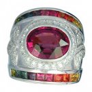 Rainbow Sapphire & Tourmaline With Diamond Ring 18K White Gold (6.87ct tw) SKU: 444-18K-WG