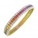 Rainbow Sapphire & Diamond Tennis Bracelet 18K Yellow Gold (14ct tw) SKU: 1612-18K-YG