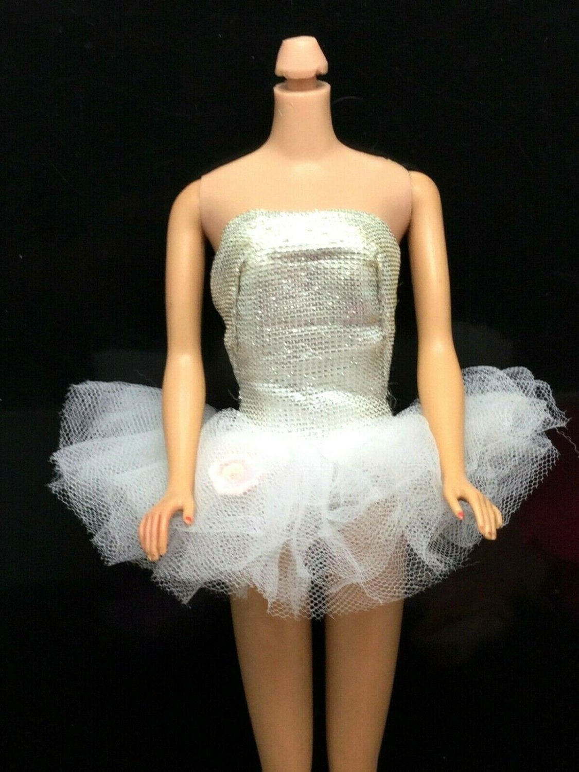 Vintage 1960s Barbie Ballerina Outfit #989 Silver a White Leotard Tutu SOLD