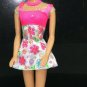 1996 Mattel Flower Fun Barbie Hot Pink White Flower Print Jumper Dress #16063