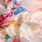 High Quality Digitally Painted Long Silk Satin Scarf Pink Theme Flower Pattern DCC006