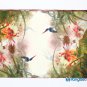 High Quality Digitally Painted Long Silk Satin Scarf Ivory and Green Theme Floral Pattern DCC018
