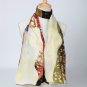 Long Silk Crepe Satin Oblong Scarf Ivory and Green Classic Painting LSZ004